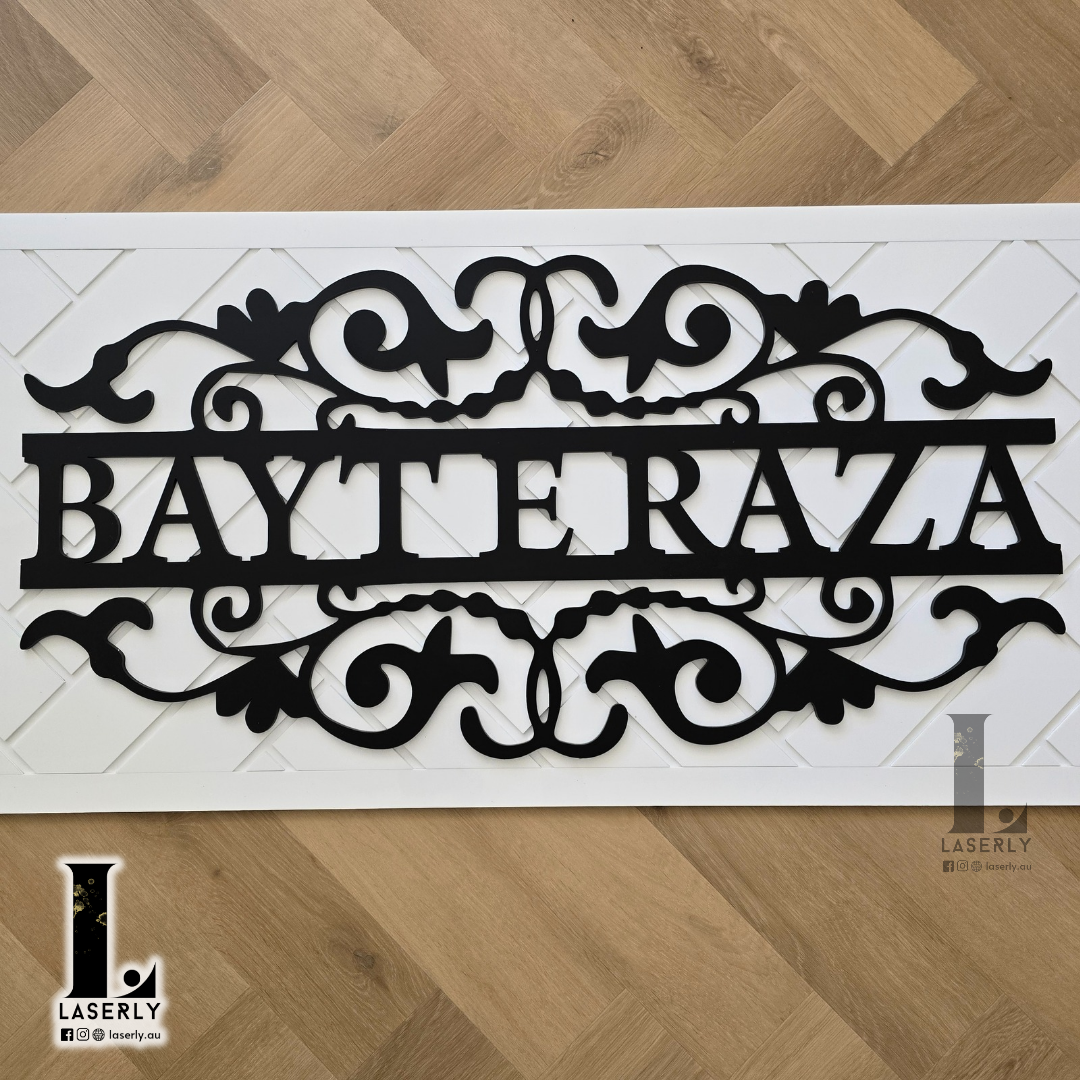 Patterned House Name Sign (White)