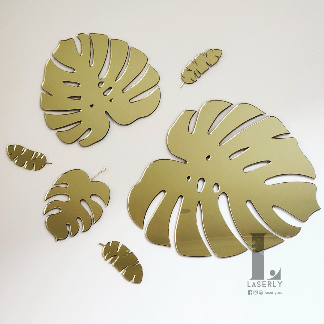 Mirrored Gold Monstera Leaf