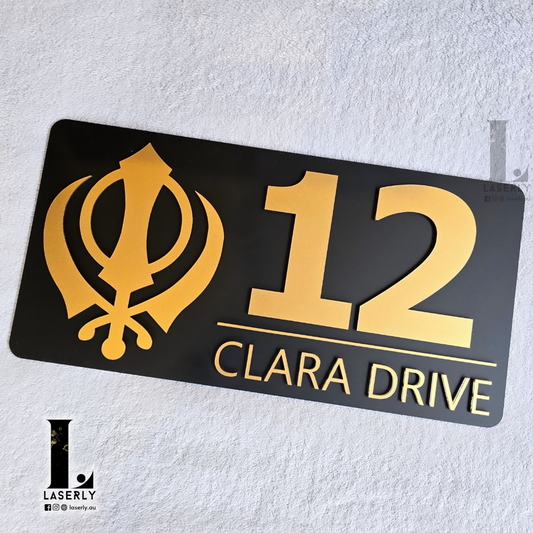 Kandha House Number Sign (Black and Metallic Gold)