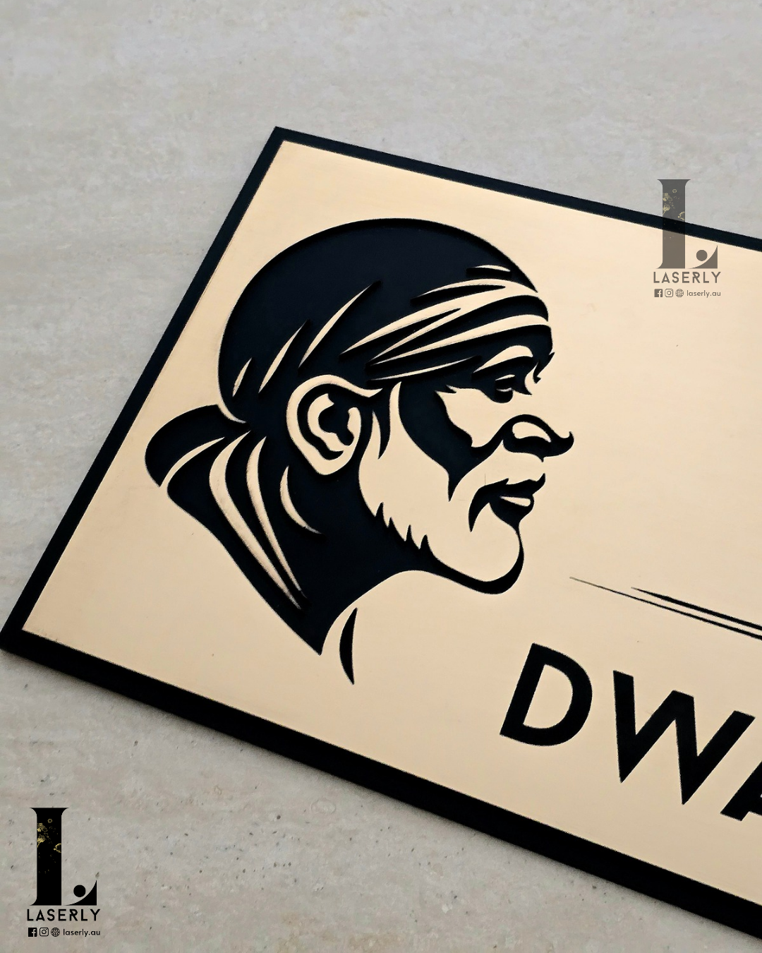 Saibaba House Number Sign (Gold and Black)