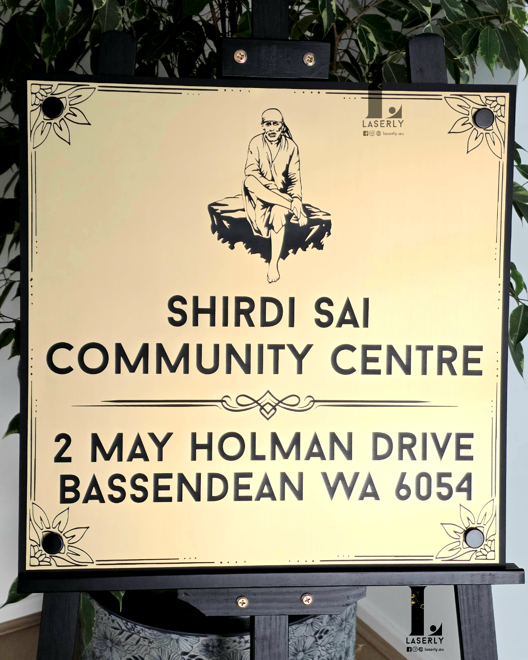 Saibaba House/Community Sign (Gold and Black)