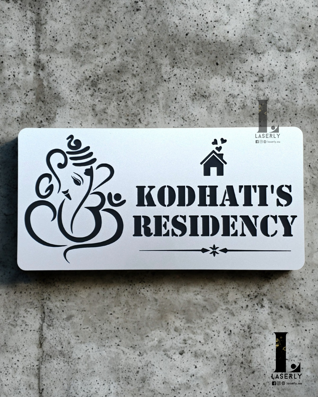 Ganesha House Number Sign (Steel Look Acrylic)
