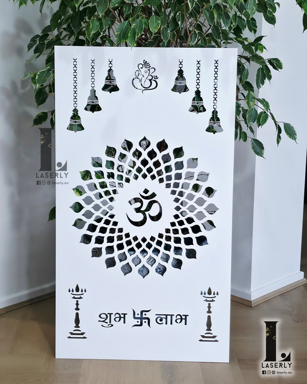 OM Mandala Mandir Laser Cut Art 6mm (1000x560)