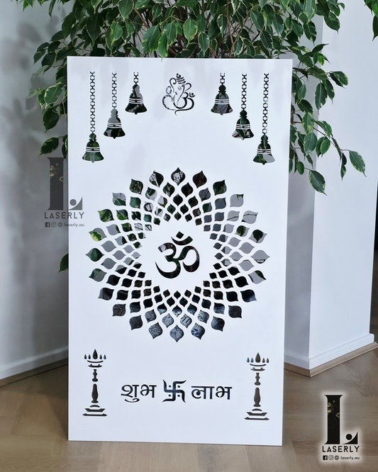 OM Mandala Mandir Laser Cut Art 6mm (1000x560)