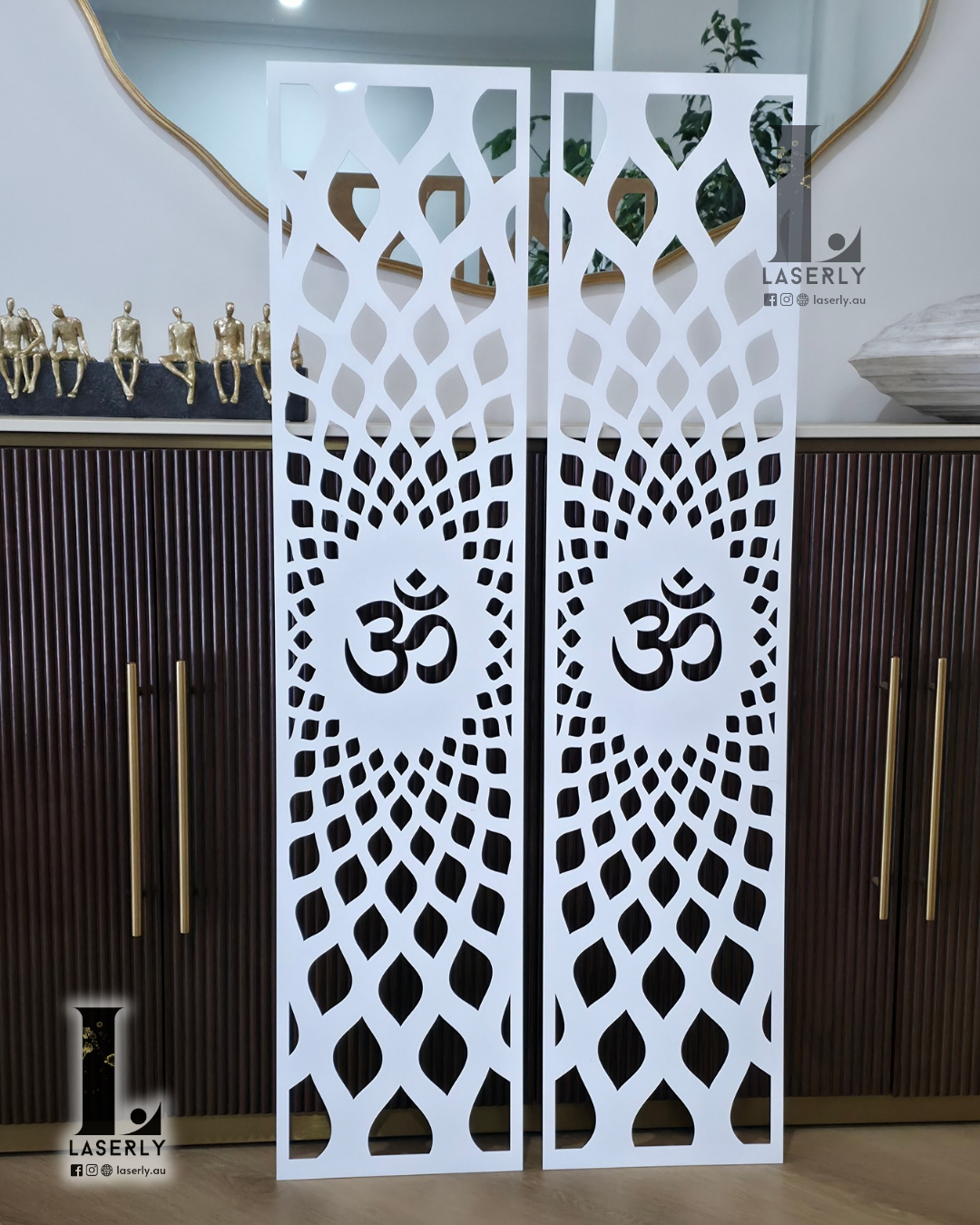 Om Laser Cut Acrylic Panel for Temple Doors / Wall panel 1200x300