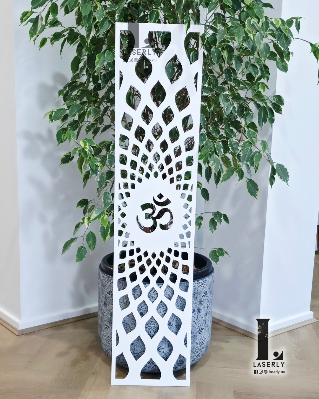 Om Laser Cut Acrylic Panel for Temple Doors / Wall panel 1200x300