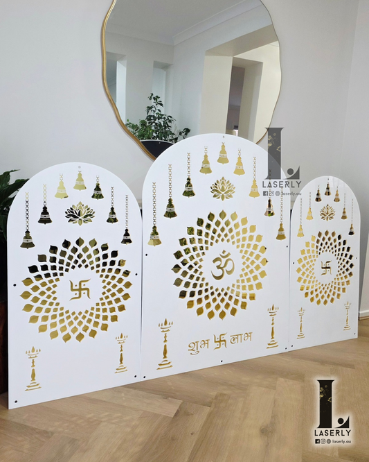 OM-Swastika Mandala Mandir Arch (Set of 3)