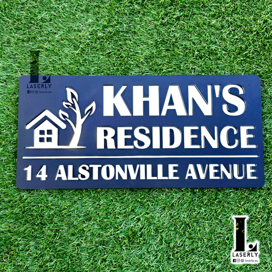 House Name Sign(Black and Mirror gold)