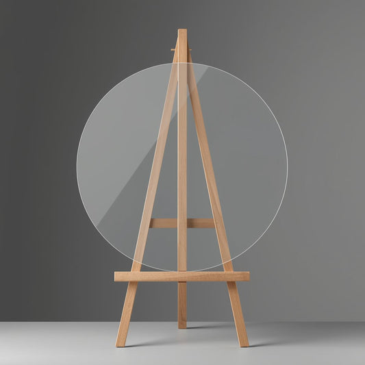 Round clear acrylic blank in gloss or matte finish, perfect for crafts, DIY projects, and custom signage.