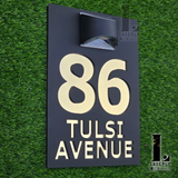 House Number Sign With Solar Light