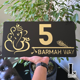 Ganesha-Krishna Flute House Number Sign