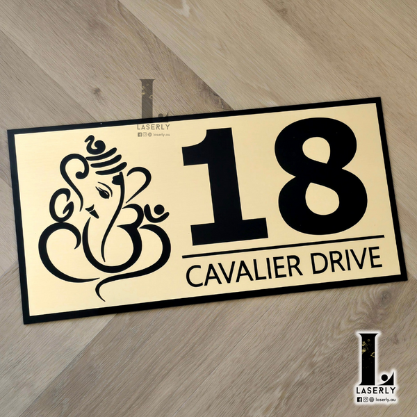 Ganesha House Number Sign (Golden)