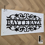 Patterned House Name Sign (White)