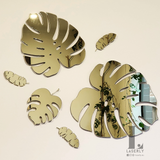 Mirrored Gold Monstera Leaf