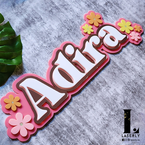 Floral Name Sign (3 layers)