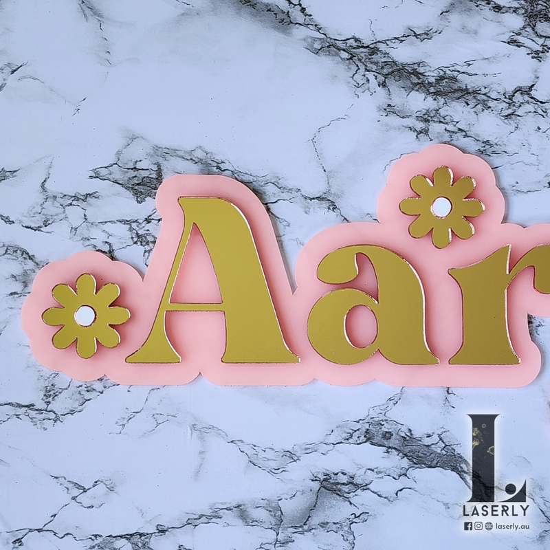 Floral Name Sign - Double layer