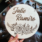 Floral Engraved Name Sign Board