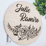 Floral Engraved Name Sign Board