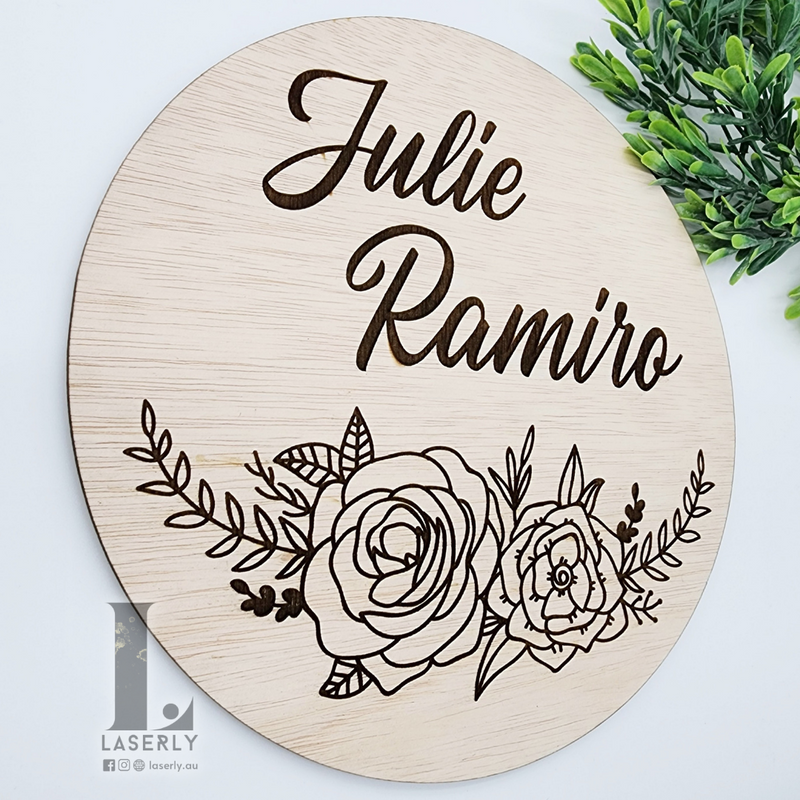 Floral Engraved Name Sign Board