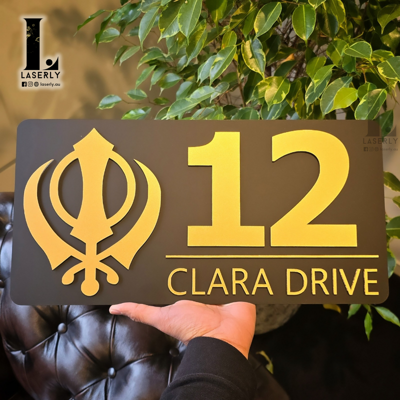 Kandha House Number Sign (Black and Mettalic Gold)