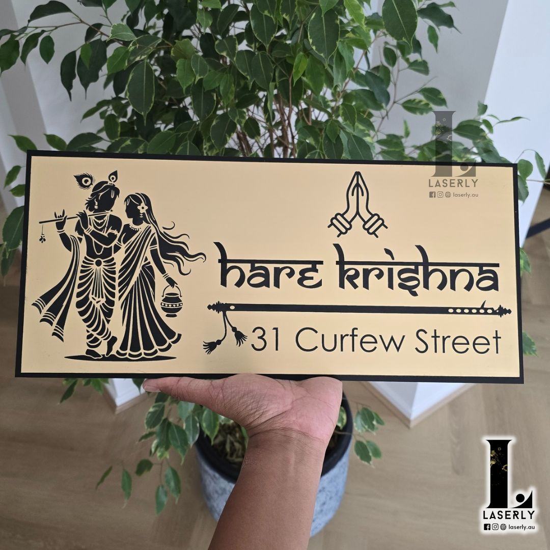 Radhe Krishna House Number Sign