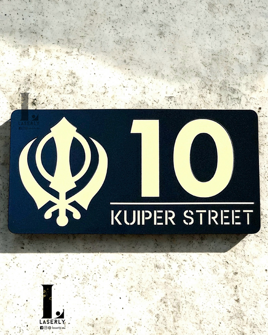Kandha House Number Sign (Black and Mirror Gold)