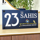 Flute House Number Sign with Evil eye (Navy Blue)