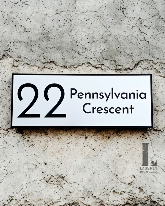 Steel look Minimalist House Number Sign