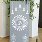 OM Mandala Mandir Laser Cut Art (Grey and White, 1100x550)