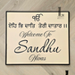 Punjabi Ek Onkar house number plate with elegant layered finish.
