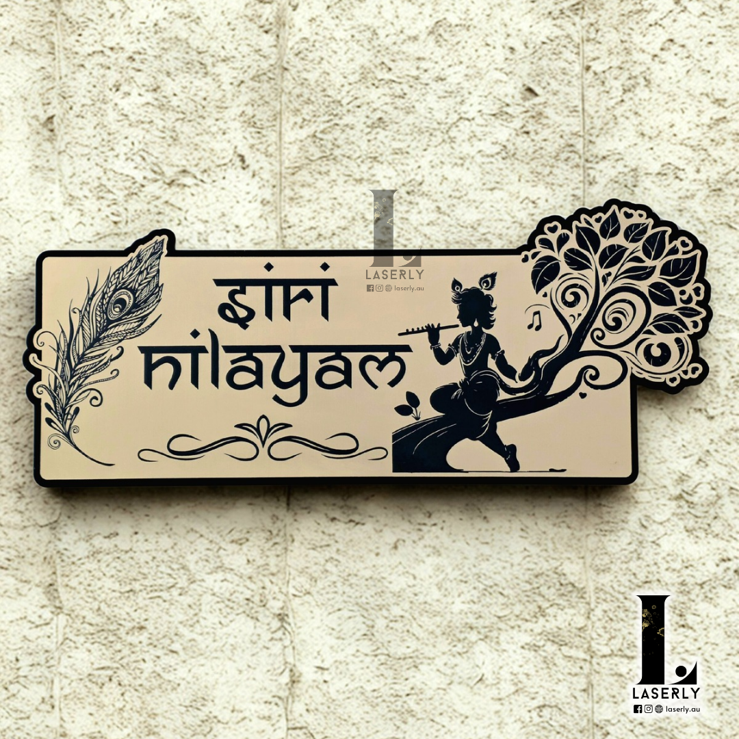 Premium Baal Krishna house number sign for Indian House number Signs, enhancing your home’s exterior with style, durability, and elegance.