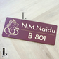 Decorative Ganesha house number plaque in brown and mirror gold acrylic finish.