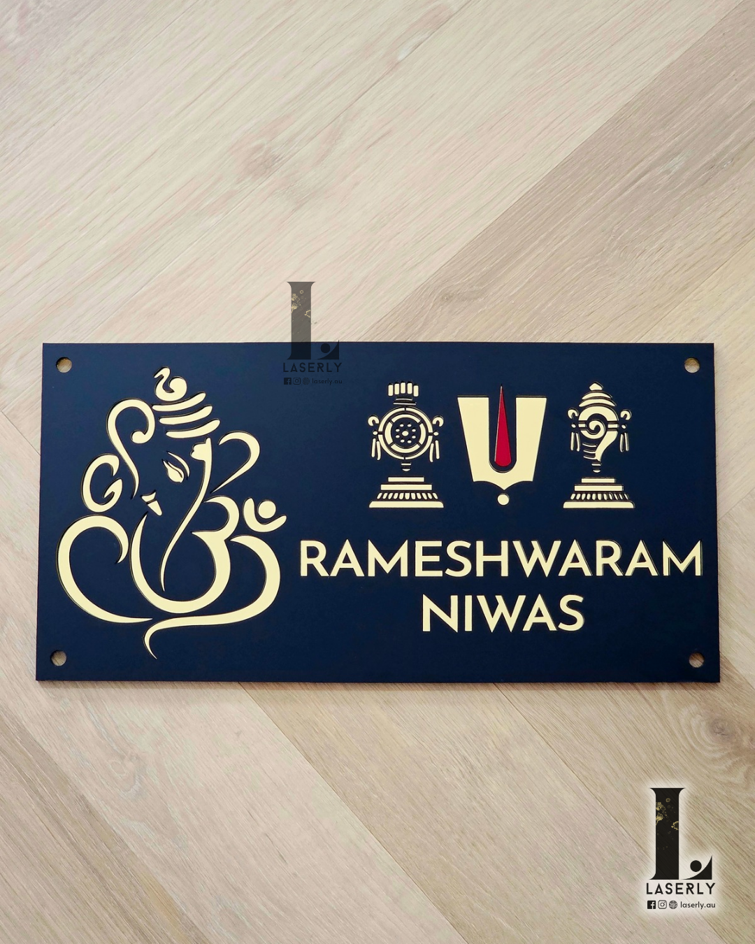 Custom acrylic Thirumala house number sign with modern layered design