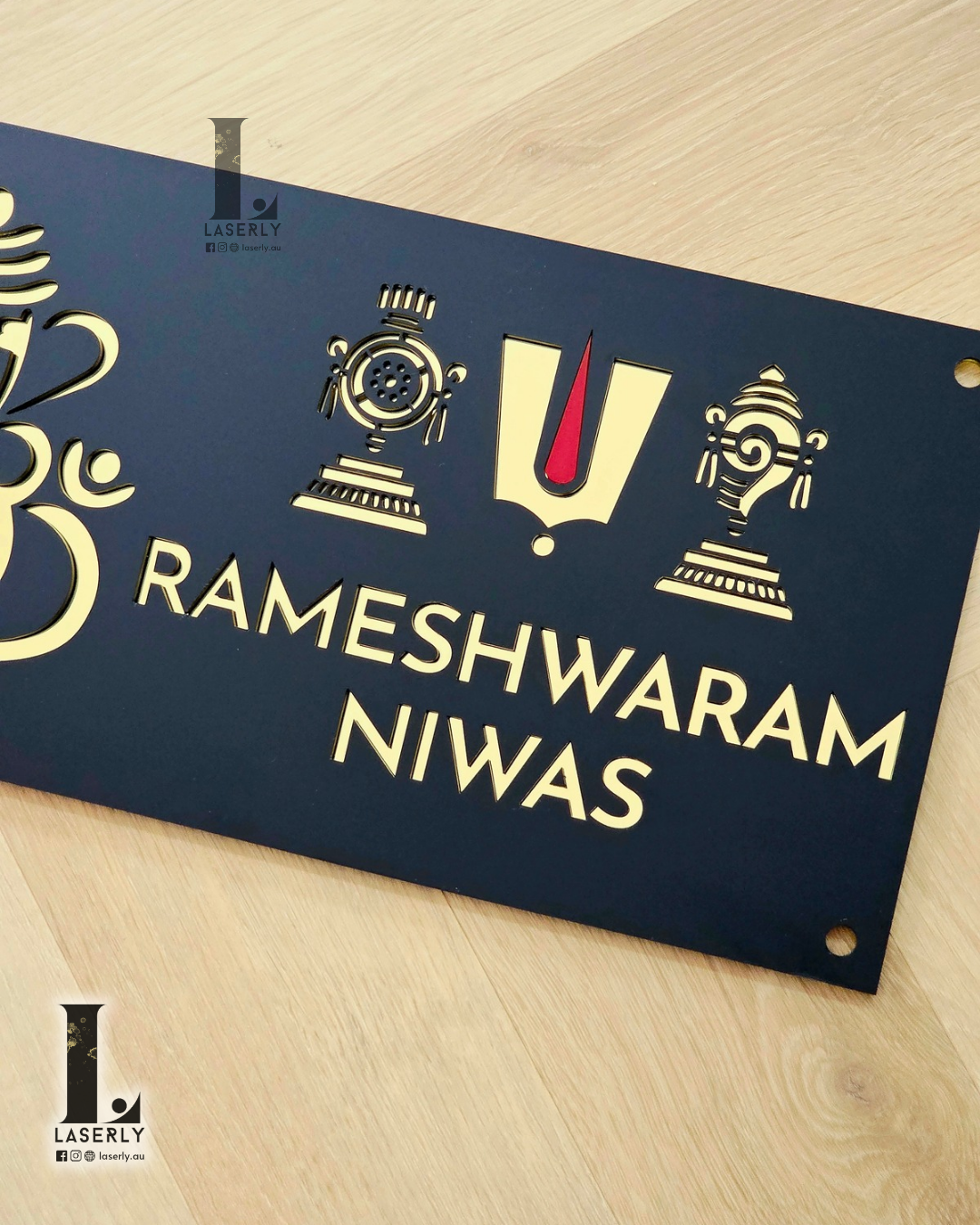 Decorative Thirumala acrylic house number sign for front wall