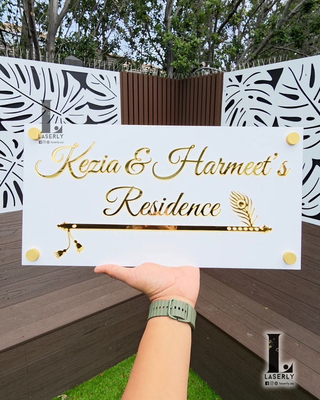 Custom acrylic house number sign for modern home entrance