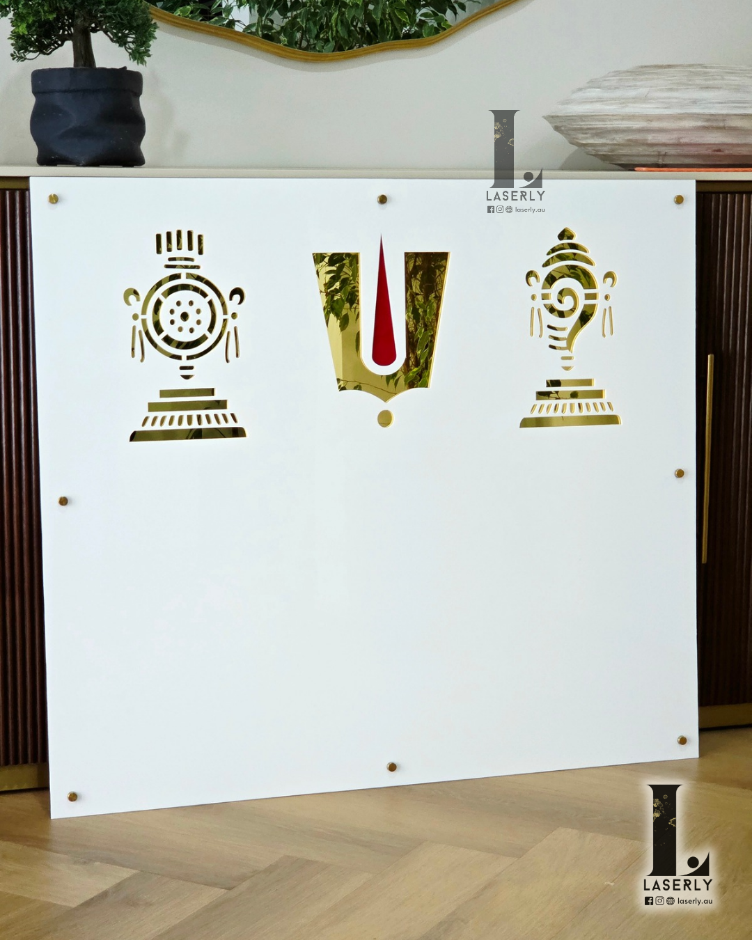 Custom acrylic mandir sign for home temple wall decoration