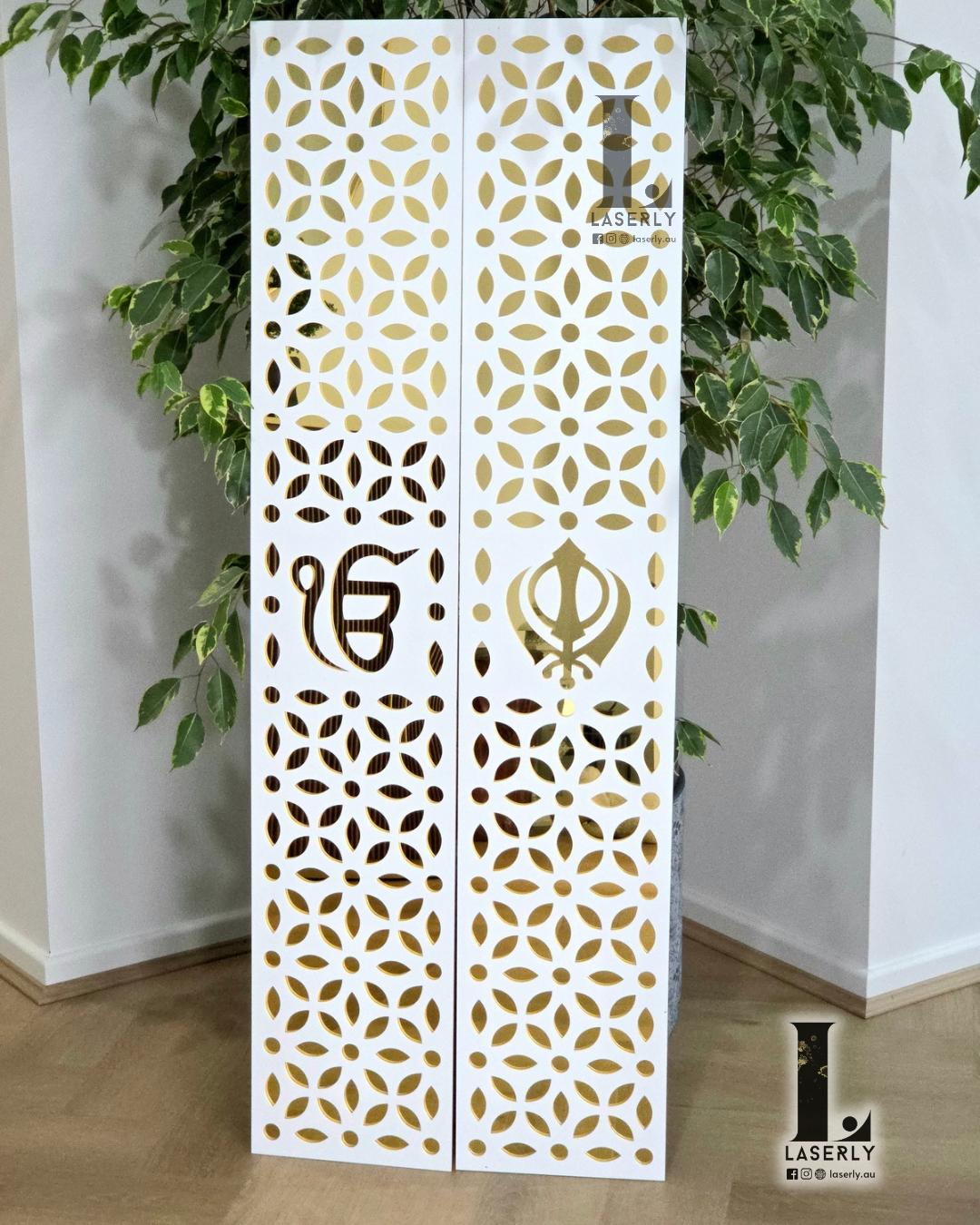 Customised acrylic mandir plaque for elegant prayer spaces