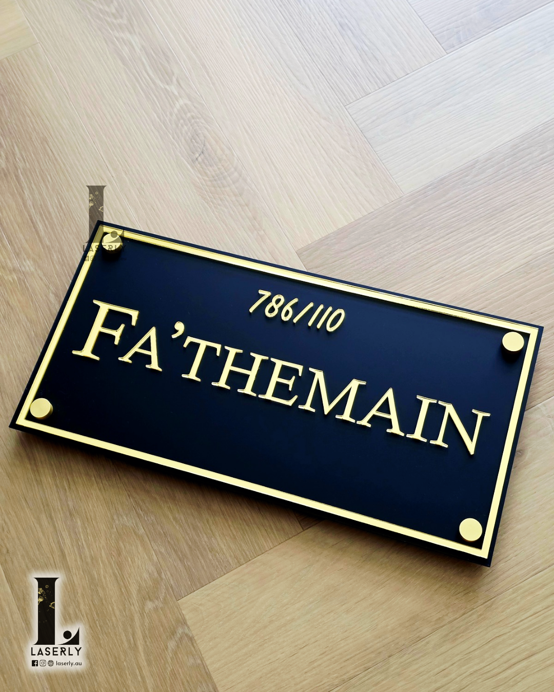 Golden Acrylic House Number Plaque