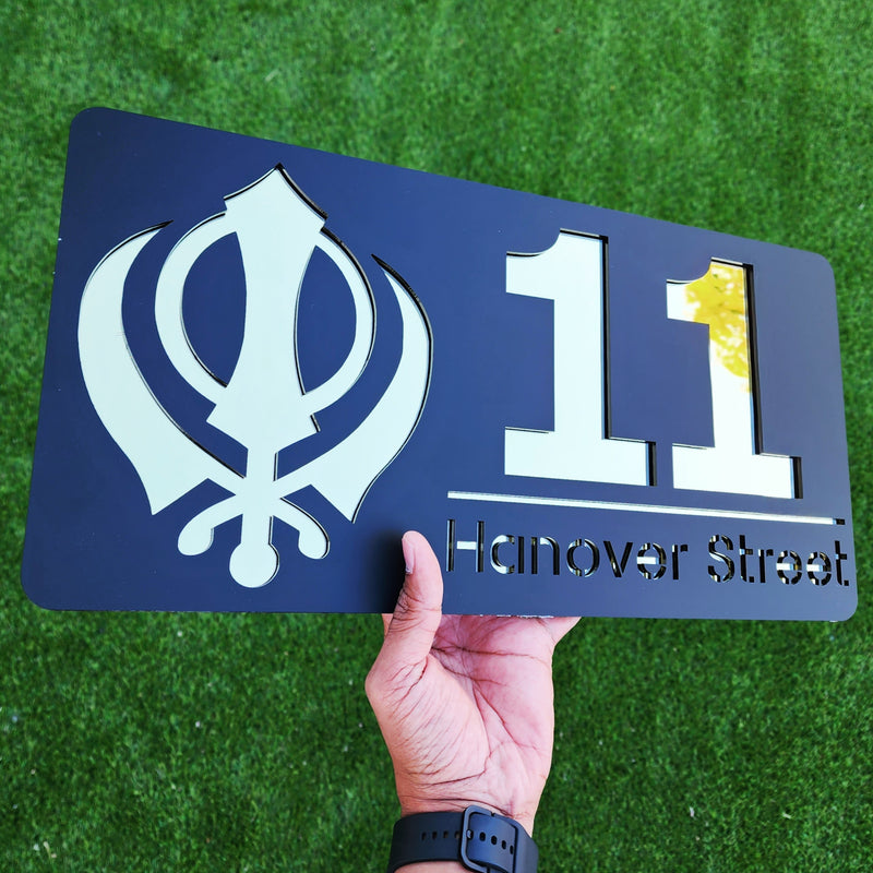 Kandha House Number Sign (Black and Mirror Gold)