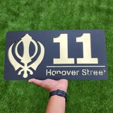 Kandha House Number Sign (Black and Mirror Gold)