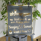 Elegant acrylic Om Shiva wall plaque displaying house number at front door.