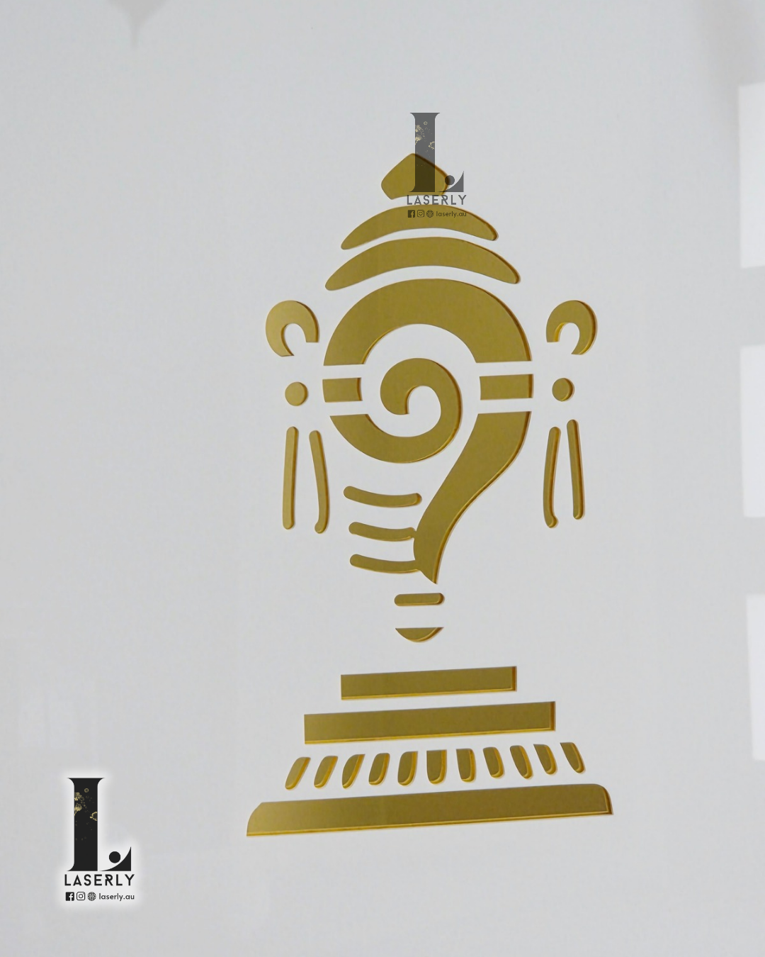 Premium acrylic mandir wall art with custom engraved design