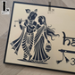 Decorative Radhe Krishna house number plaque in premium acrylic with spiritual motif for exterior wall.