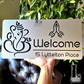 Contemporary Ganesha house number sign made from durable steel-look acrylic.
