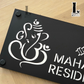 Unique Ganesha Namaste Indian house number signs in black and silver, reflecting heritage and style, perfect for Indian homes with a modern touch.