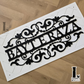 Modern white patterned wall sign displaying house name, ideal for outdoor décor.