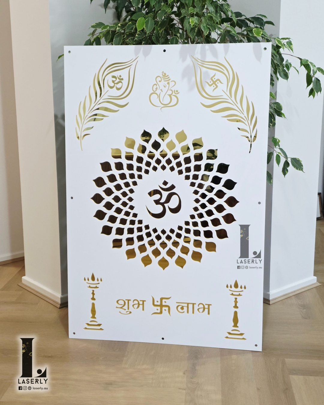 custom acrylic design for home mandir background