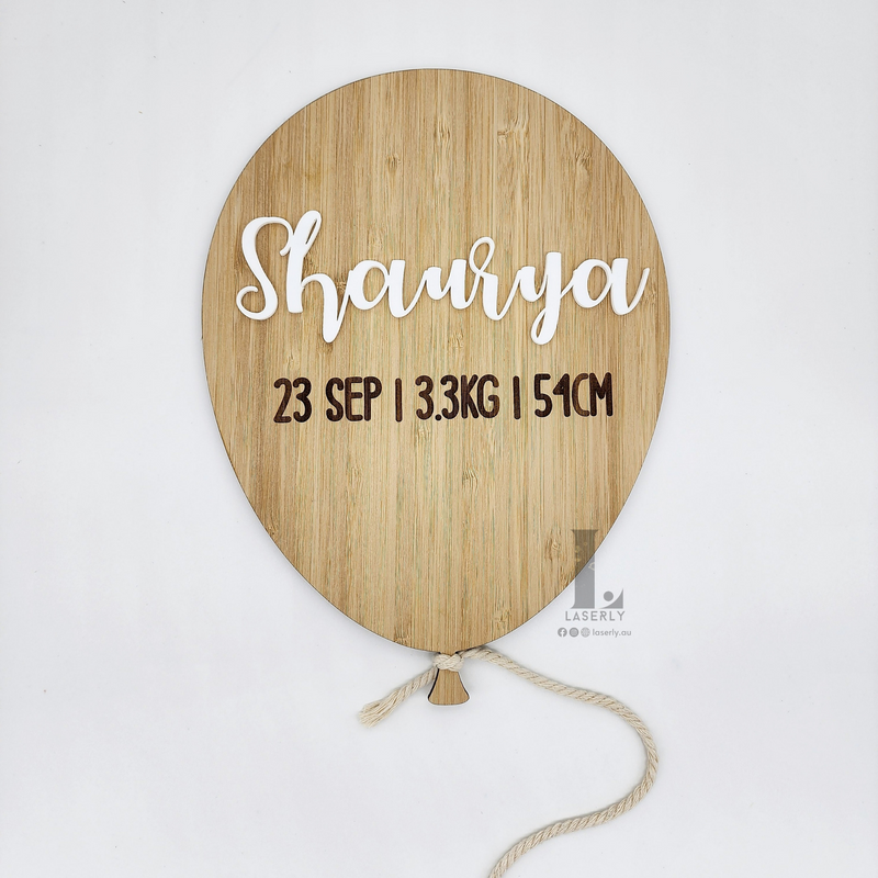 Bamboo Balloon Birth Announcement Sign