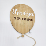 Bamboo Balloon Birth Announcement Sign